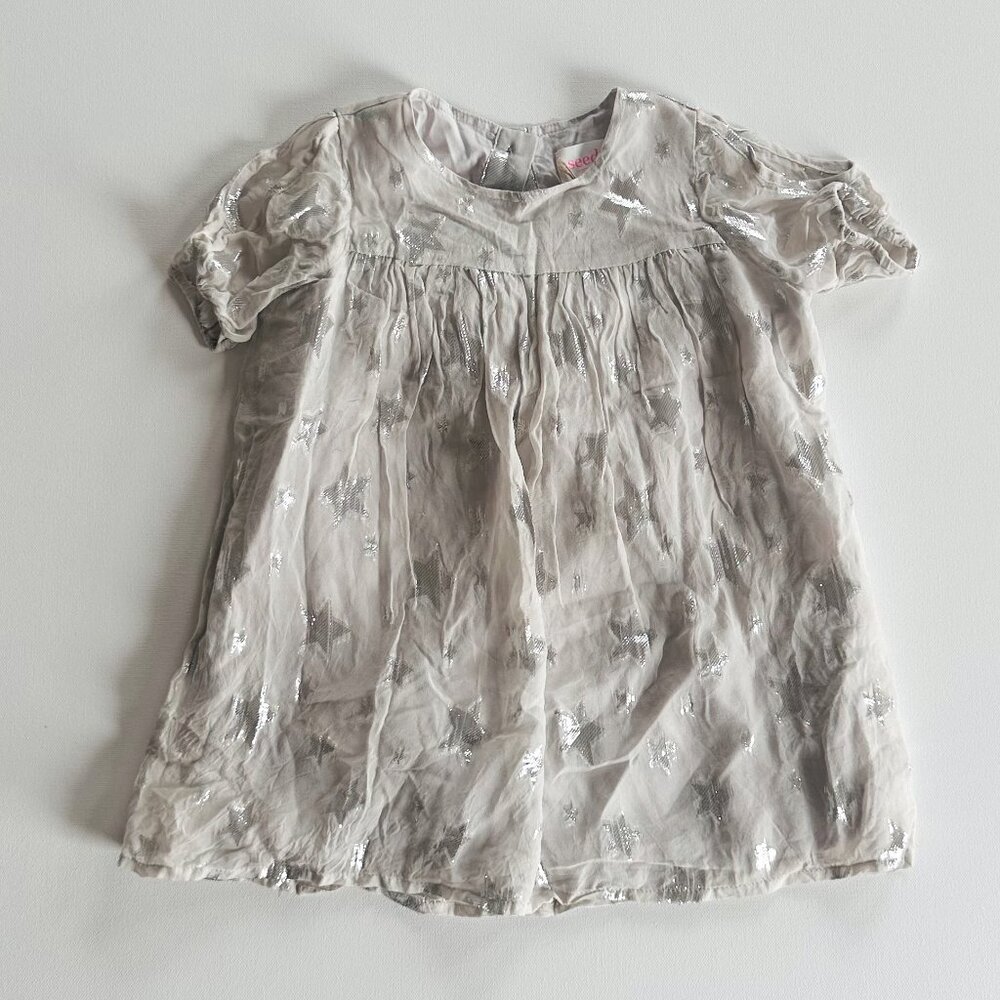 Seed Heritage Silk Metallic Star Dress — Size 3